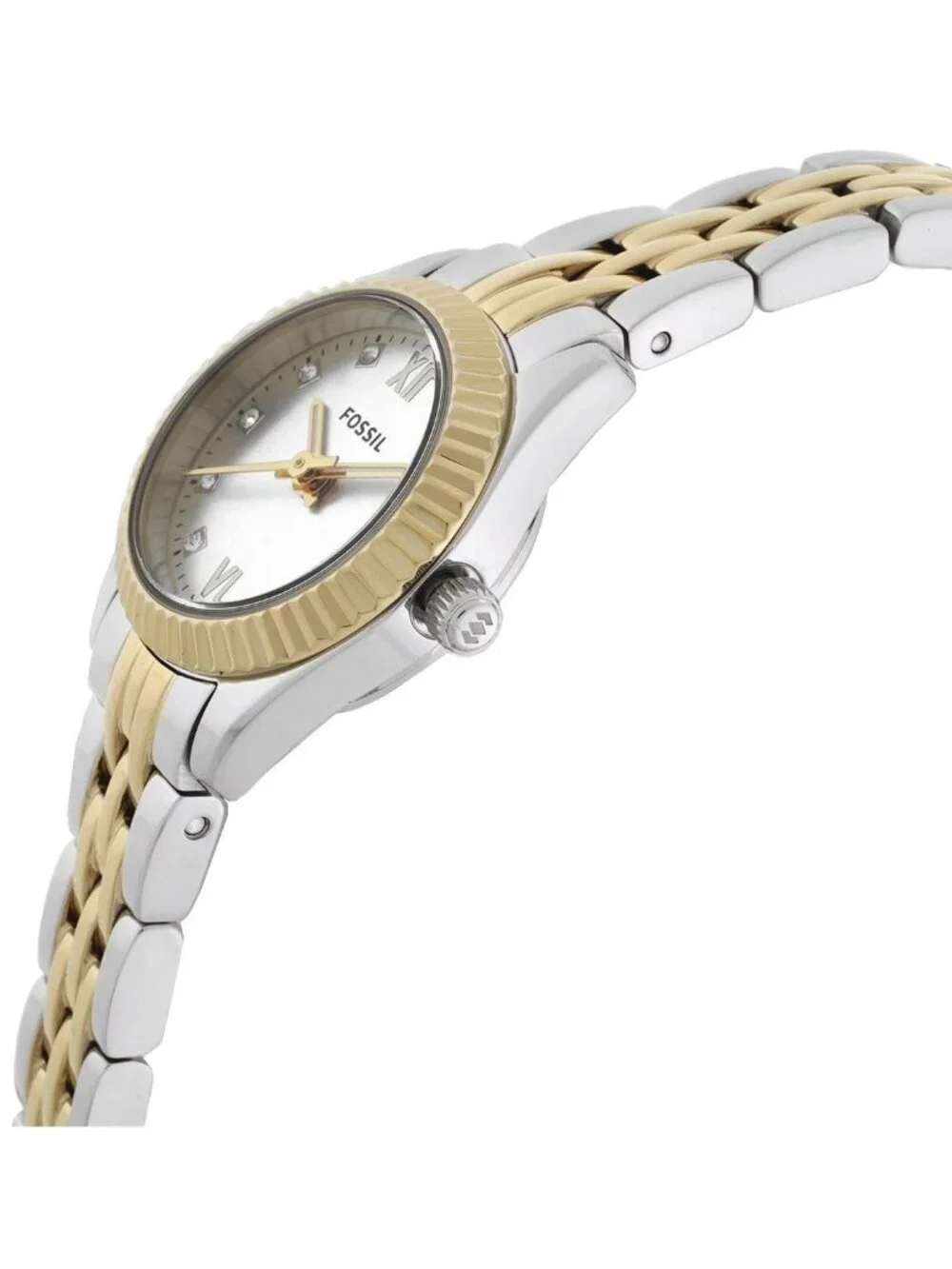 NWT Fossil Scarlette Mini Quartz Silver Dial Two-Tone Ladies Watch